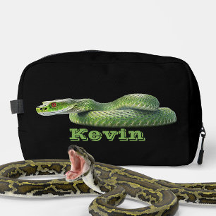 Venomous Green Snake With Your Name Dopp Kit