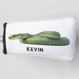 Venomous Green Snake With Your Name Golf Head Cover