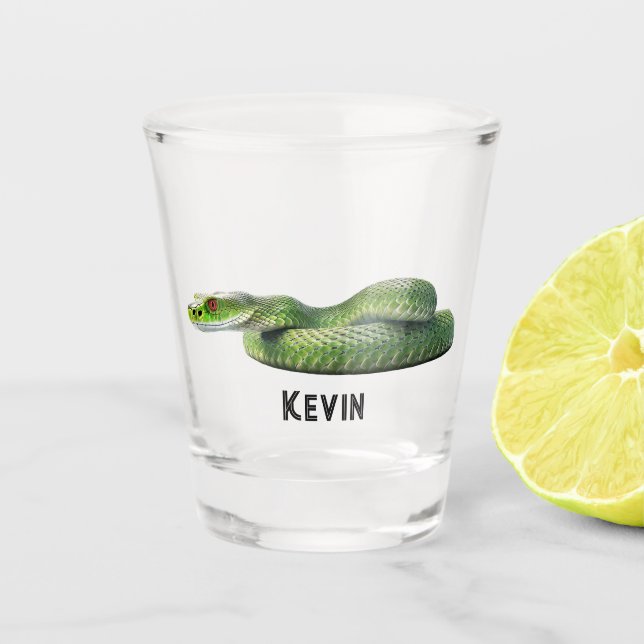 Venomous Green Snake With Your Name Shot Glass (Front)