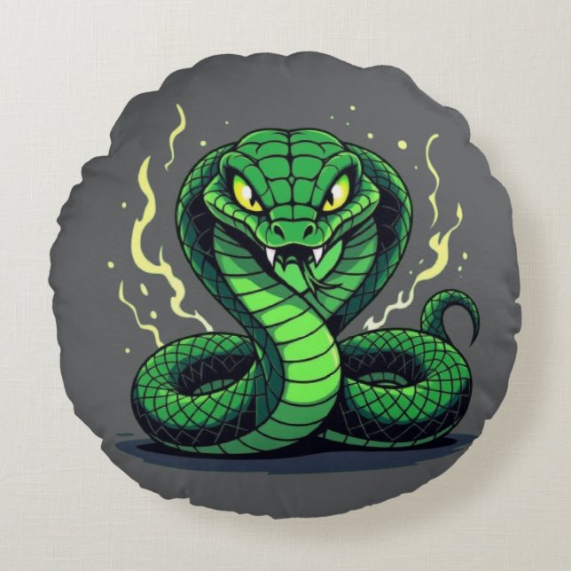 Venomous Snake – Danger and Precision Round Pillow (Front)