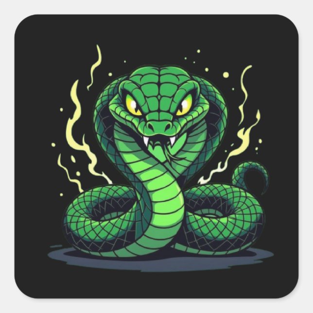 Venomous Snake – Danger and Precision Square Sticker (Front)