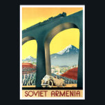 Ventage Art Deco Armenia Travel Tourism Poster<br><div class="desc">This is a digitally enhanced print of a vintage 1935 travel tourism lithograph about the Soviet Armenia featuring a bridge with a steam locomotive train going over a 1930's automobile.</div>