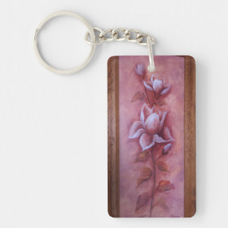 Ventage  florwer Rectangle double sided key Ring
