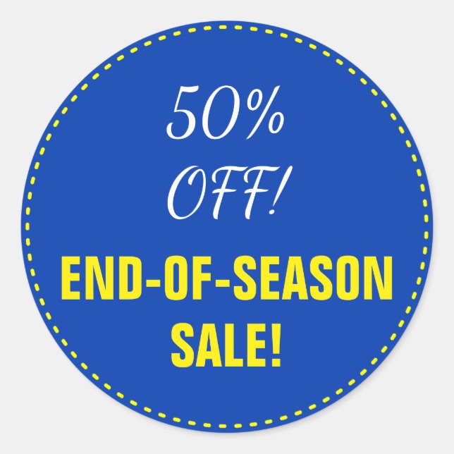 "VENTE DE FIN DE SAISON !" "50% DE BAS !" sticker  (Devant)
