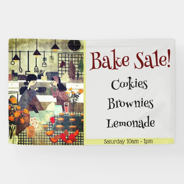 Vente de gâteaux ! Bannière Modèle d'illustration (Horizontal)