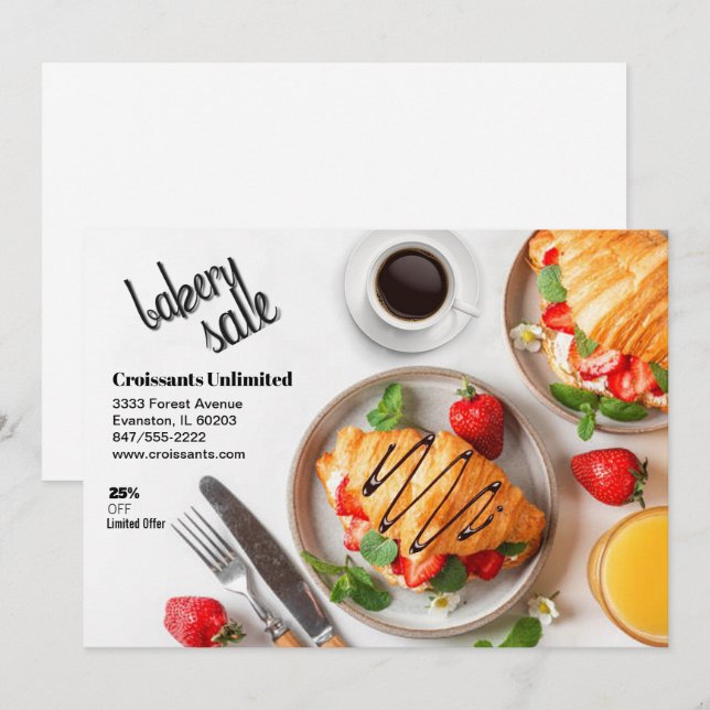 vente de gâteaux croissants invitation flyer (Devant / Derrière)
