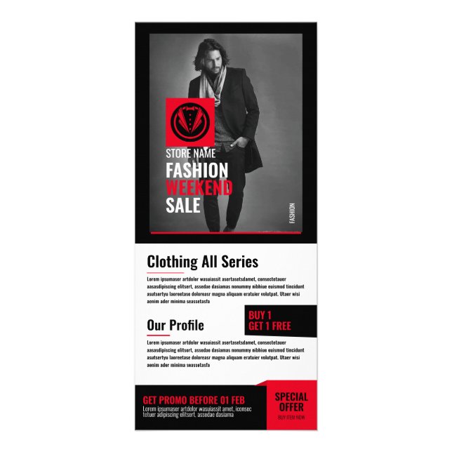 Vente de mode - Carte en rack rouge (Devant)