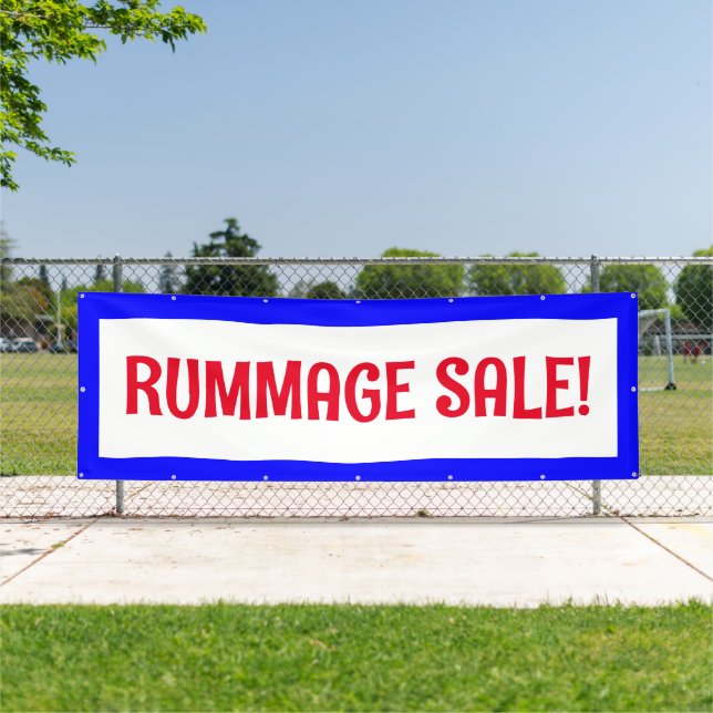 Vente de rummage ! Bannière rouge blanc et bleu (Insitu)