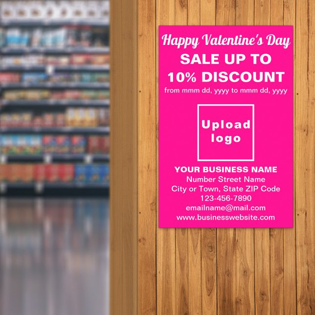 Vente de Saint Valentin en Pink Poster (Business Valentine sale on pink poster. Signage to attract more customers.)