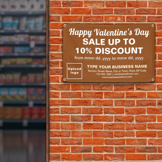 Vente de Saint-Valentin sur bannière rectangle Bro (Attract more customers this Valentine's Day. Business Valentine sale on brown rectangle banner.)