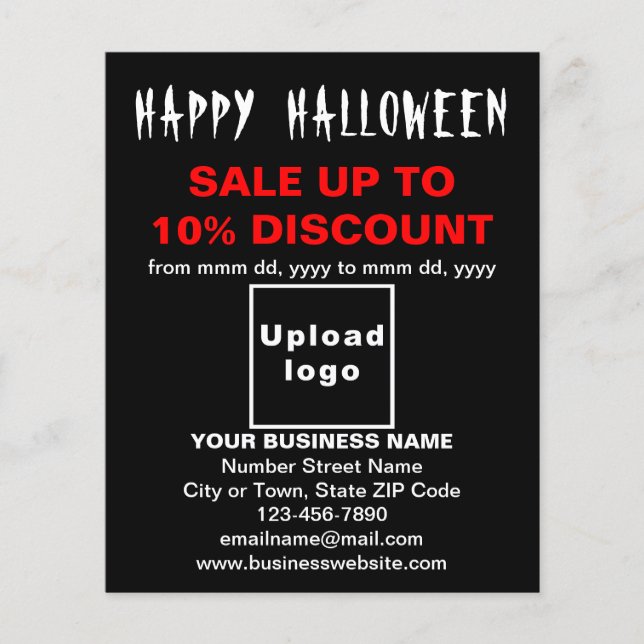 Vente d'Halloween d'affaires sur prospectus noir (Devant)