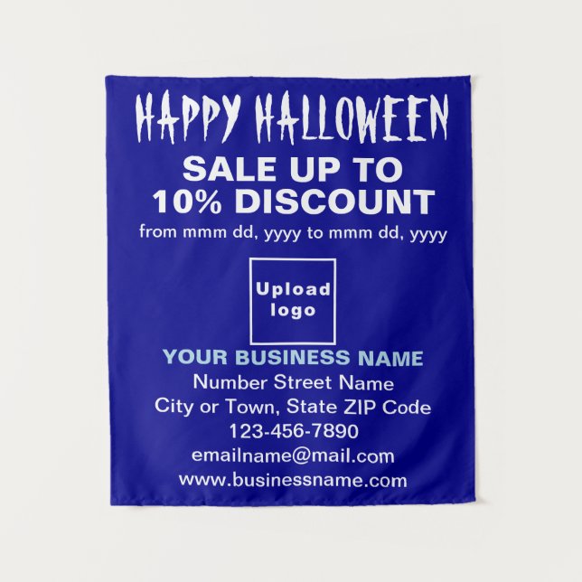 Vente d'Halloween d'affaires sur Tapisserie bleue (Devant)
