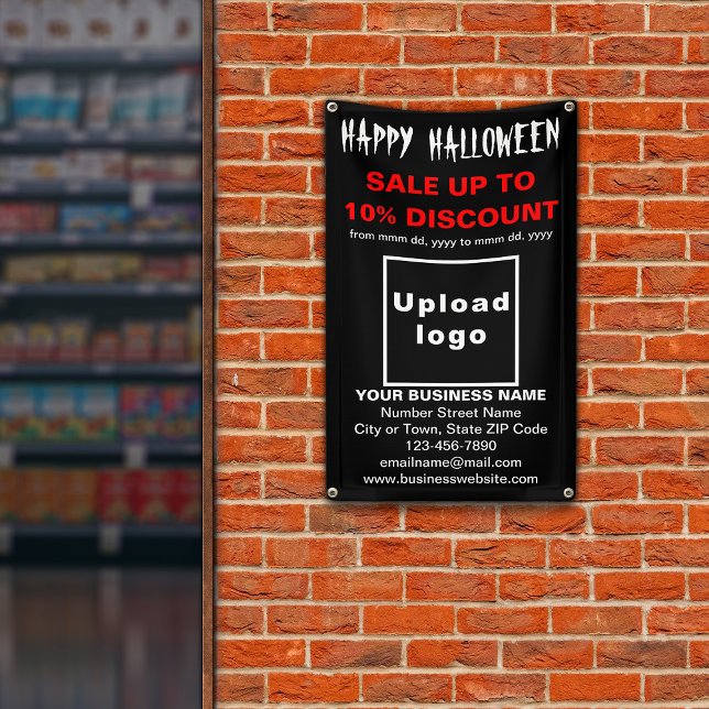 Vente d'Halloween d'affaires sur une bannière noir (Attract more customers this holiday. Business Halloween sale on black banner.)
