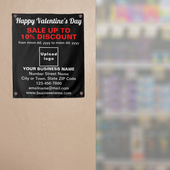 Vente Valentine d'affaires sur Tapisserie noire (Business Valentine sale on black tapestry on store entrance. Signage to attract more customers.)