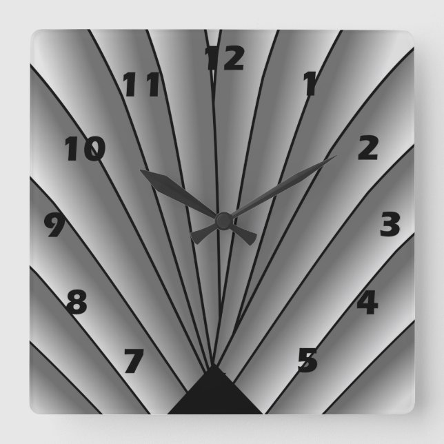 Ventilateur Art déco Design Carré gris horloge mur (Recto)