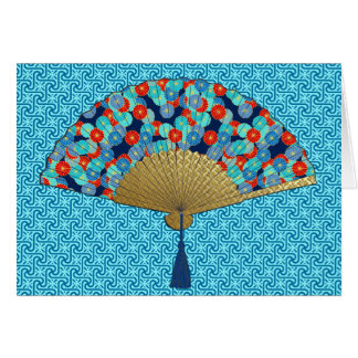 Ventilateur déco - Fleurs en Cobalt, Turquoise et 