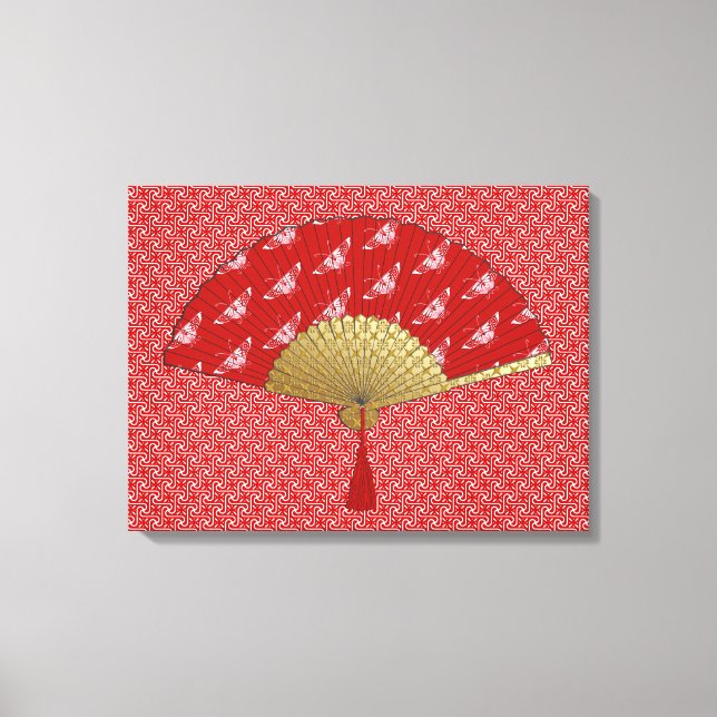 Ventilateur déco - Papillons, rouge foncé et blanc (Recto)