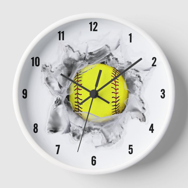 Ventilateur sportif Softball Horloge ronde (Recto)