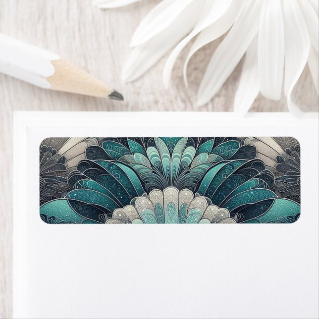 Ventilateurs Art Nouveau bleu et argent (En situation)