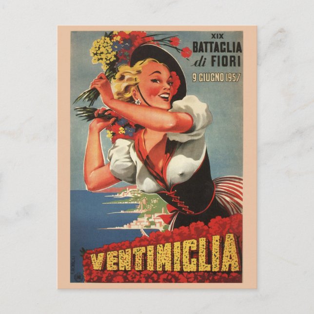Ventimiglia, Italy Vintage Travel Postcard (Front)