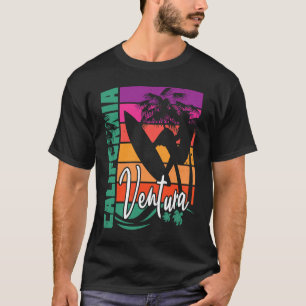 Ventura California Retro Sunset Beach Surfer Surf  T-Shirt