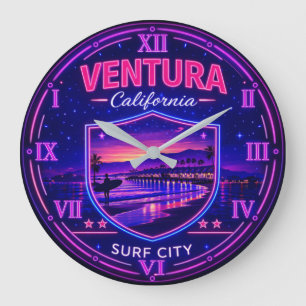 Ventura California Surf City Large Clock