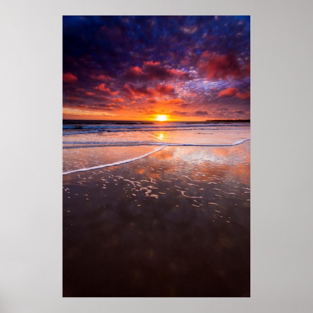 Ventura State Beach At Sunset Poster (Front)