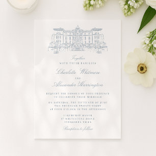 Venue, Old Money Aesthetic, light blue Invitation