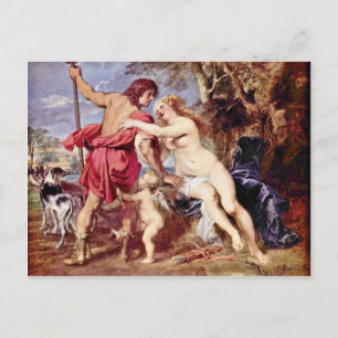 Venus And Adonis By Rubens Peter Paul Postcard