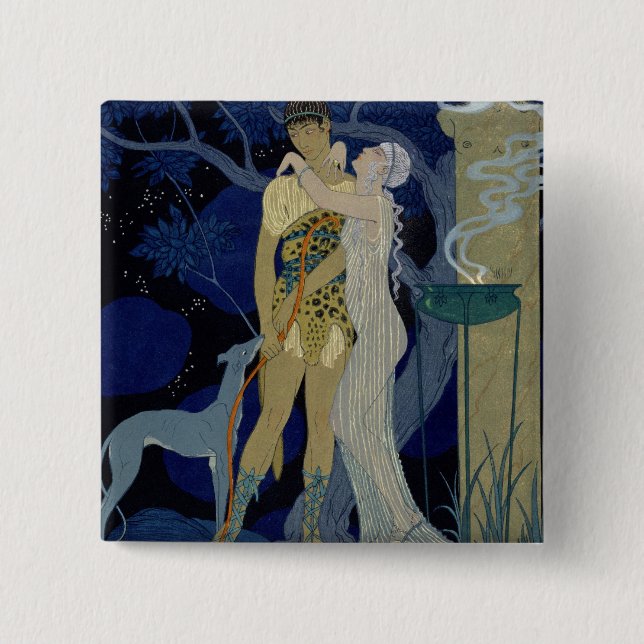 Venus and Adonis (colour litho) 2 Inch Square Button (Front)