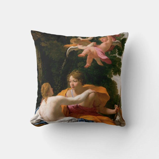 Venus and Adonis Throw Pillow (Front)