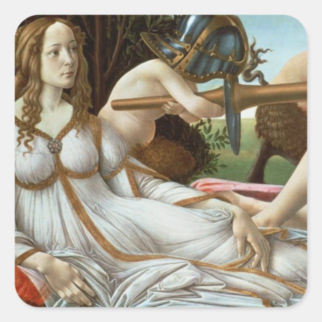 Venus and Mars, c.1485 (tempera and oil) Square Sticker (Front)