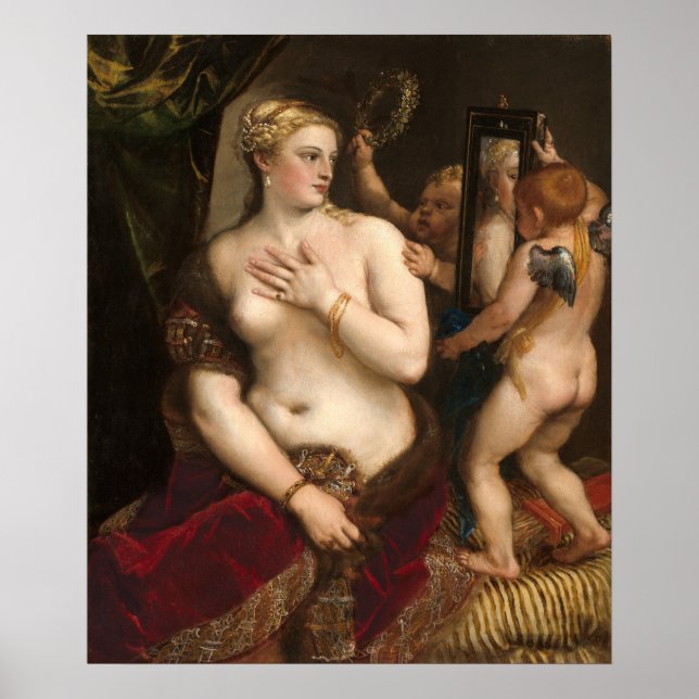 Vénus avec miroir - Poster d'Art fin du Titien (Devant)