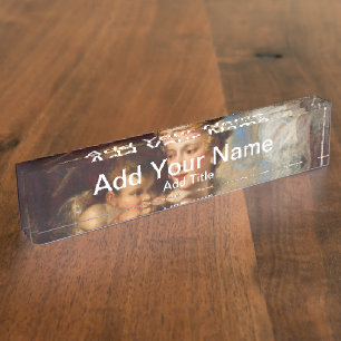 Venus Blindfolding Cupid Desk Organizer Nameplate