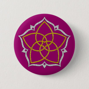 VENUS FLOWER / Venusblume Lotus GOLD SILVER 2 Inch Round Button