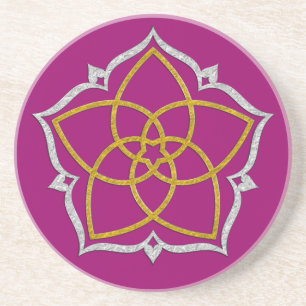 VENUS FLOWER / Venusblume Lotus GOLD SILVER Coaster