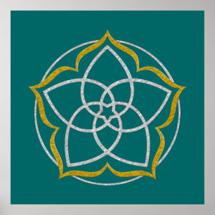 VENUS FLOWER / Venusblume Lotus SILVER GOLD Poster