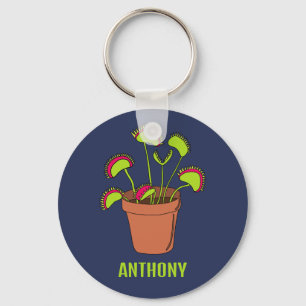 Venus Fly Trap Plant Illustration Personalized Keychain