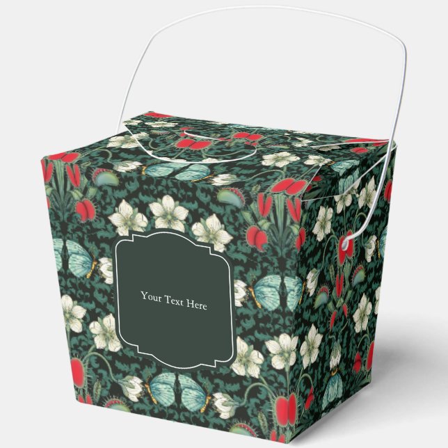 Venus Flytrap & Butterfly Gothic Custom Square Fav Favor Box (Front)