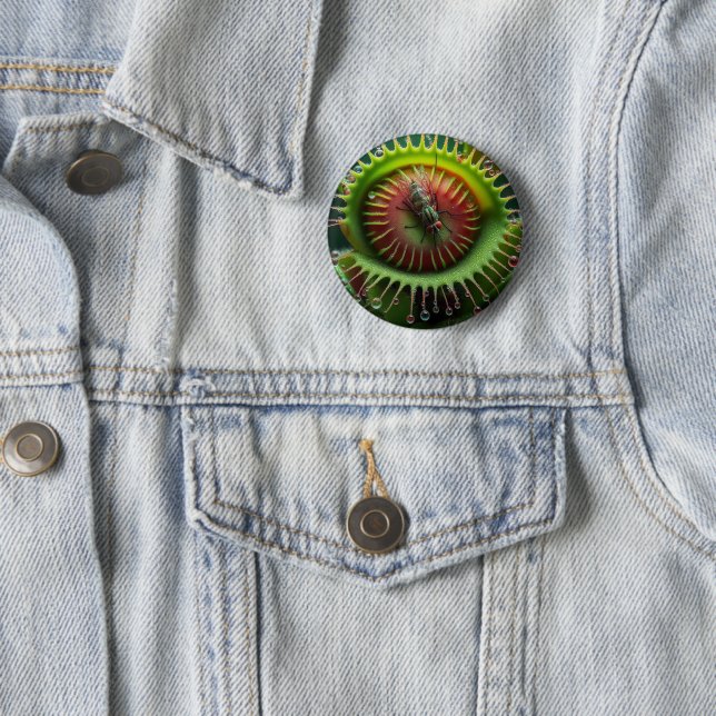 Venus Flytrap Floral Fun Bold Whimsical  2 Inch Round Button (In Situ)