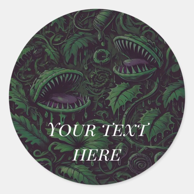 Venus Flytrap Green Slime Halloween Party  Classic Round Sticker (Front)