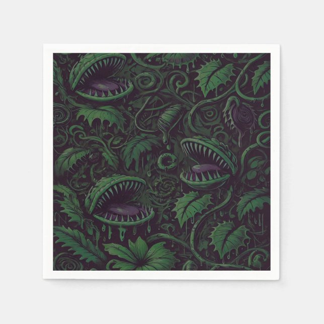 Venus Flytrap Green Slime Halloween Party  Napkin (Front)
