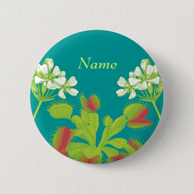 Venus Flytrap Name Badge 2 Inch Round Button (Front)