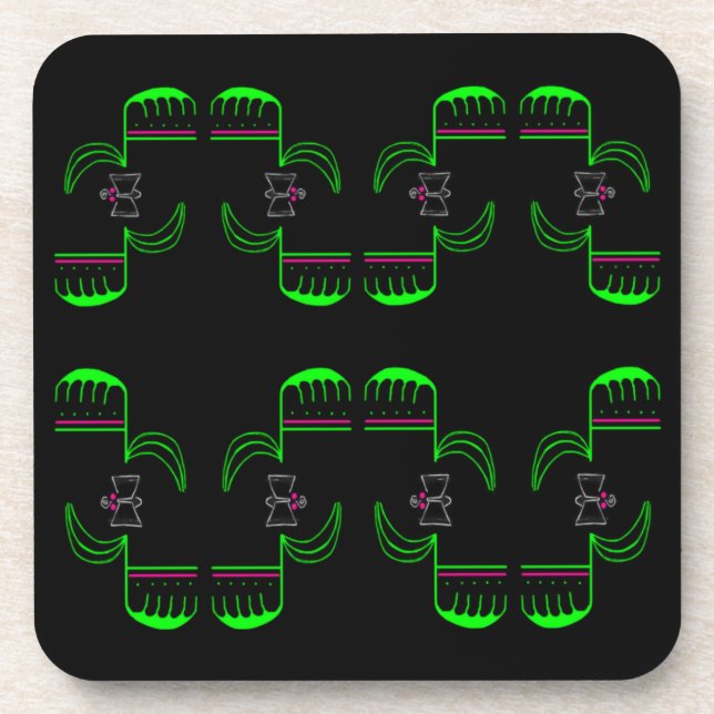 Venus Flytrap Pattern Hard Plastic Coaster (Front)