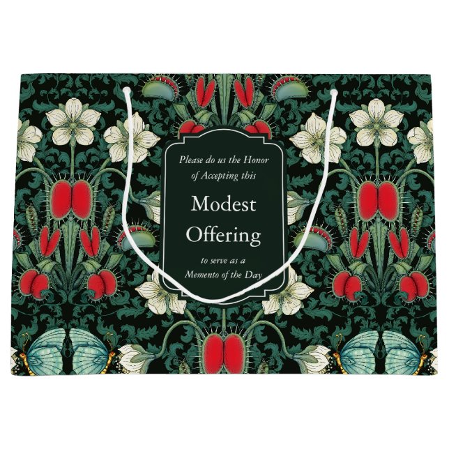 Venus Flytrap Victorian Gothic Personalized Large Gift Bag (Front)