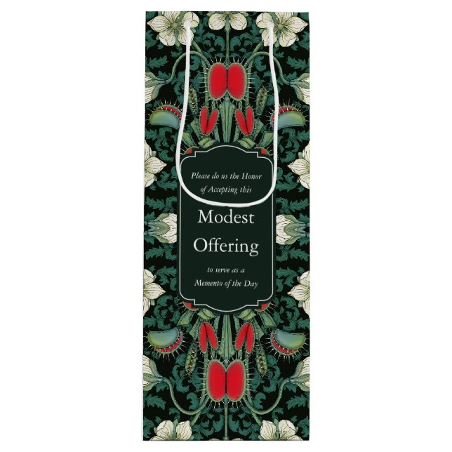 Venus Flytrap Victorian Gothic Personalized Wine Gift Bag (Front)