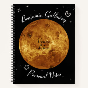 Venus Libra Monogram Cosmic Typography Cool Notebook
