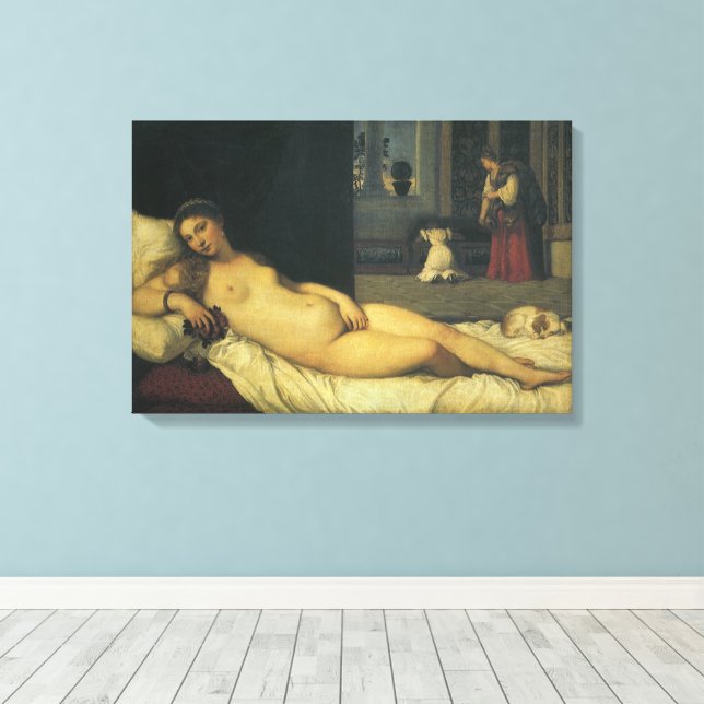 Venus of Urbino by Titian, Renaissance Art Canvas Print (Insitu(Wood Floor))