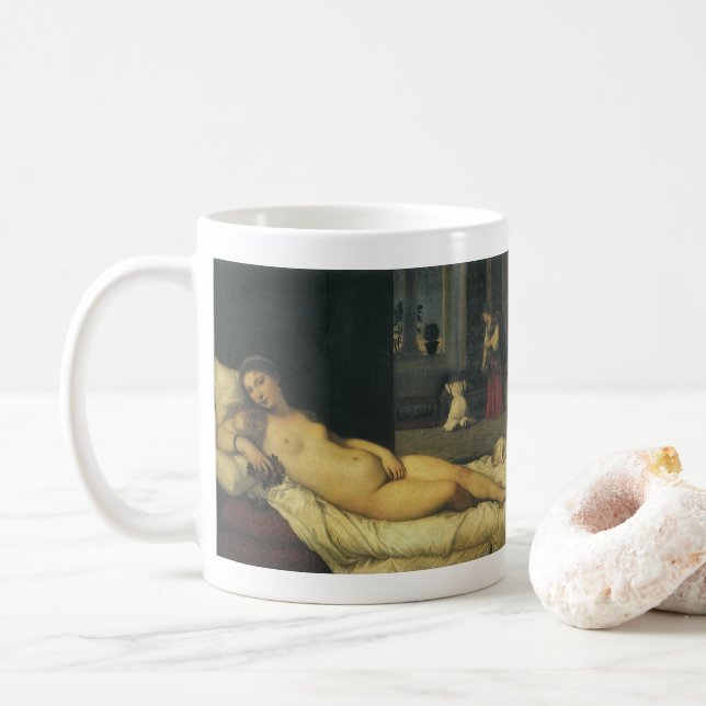 Venus of Urbino by Titian, Renaissance Art Coffee Mug (With Donut)