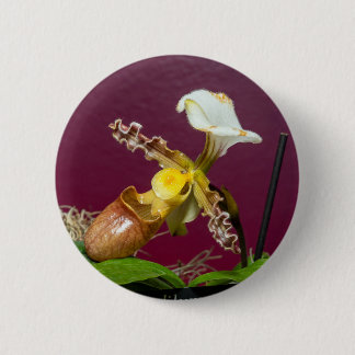 Venus Slipper Orchid 2 Inch Round Button